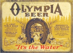 Olympia Beer label, c.1934
