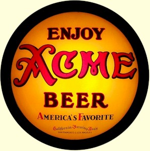 Acme Beer lighted lens display, ca.1936