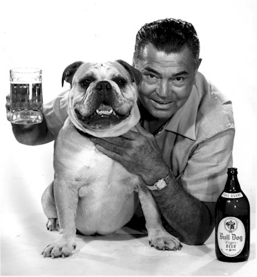Jack Dempsey and Bull Dog Beer mascot - photo