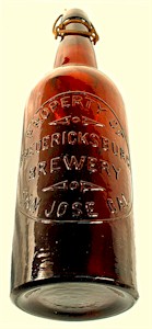 Fredericksburg embossed quart bottle