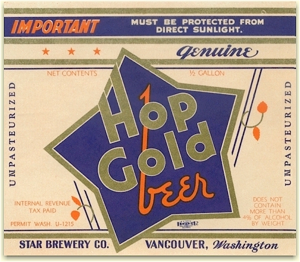 Hop gold half gal. beer label