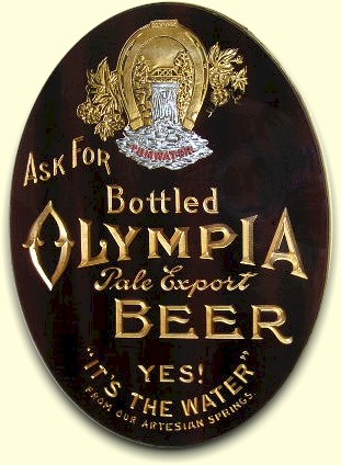 Olympia Beer ROG sign in black & gold
