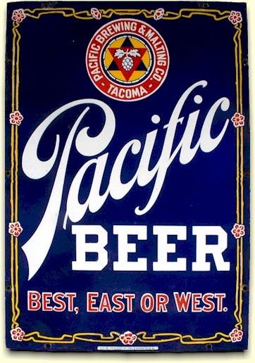 porcelain Pacific Beer sign