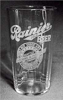 etched & paneled Rainier Beer glass - image