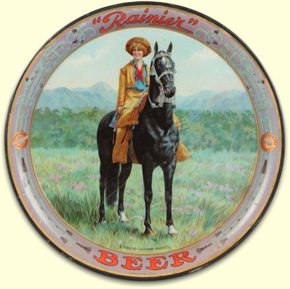 Rainier Beer tray, the Cowgirl - image