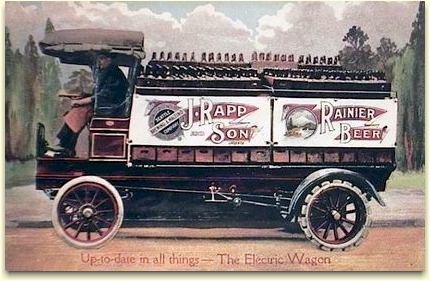 John Rapp & Son electric delivery wagon for Raninier Beer - image