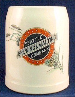 Seattle Brg. & Mltg. beer stein by Mettlach, c.1900 - image