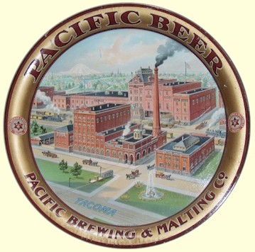 Pacific Beer - factory scene beer tray