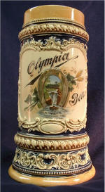 tall Olympia Beer stein, c.1905 - click for larger image