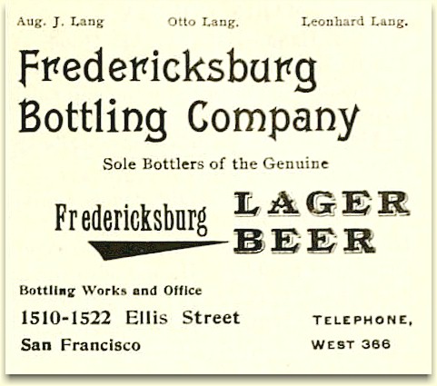 1900 ad for Fredericksburg bottled lager beer