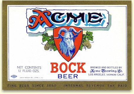 Acme Bock label Los Angeles c.1940