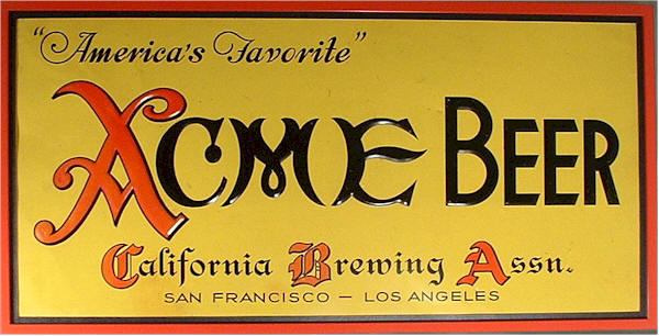 Acme Beer, embossed tin sign - image