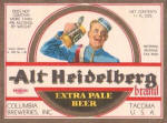 Alt Heidelberg Beer label, c.1935