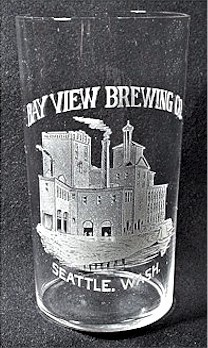 Bay View Brewery etched glass, c.1895