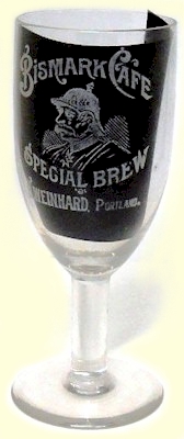 Bismarck Cafe's Special Brew, etched beer glass