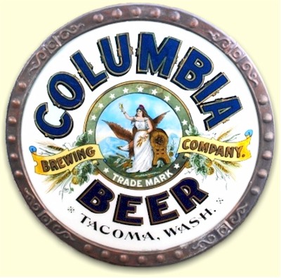 Columbia Beer glass sign, c.1910 - image