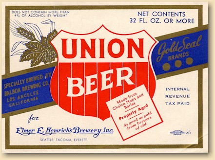 E.E. Hemrich's Union Beer label