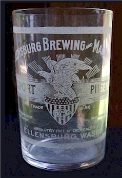 Ellensburg Brewing etched beer glass