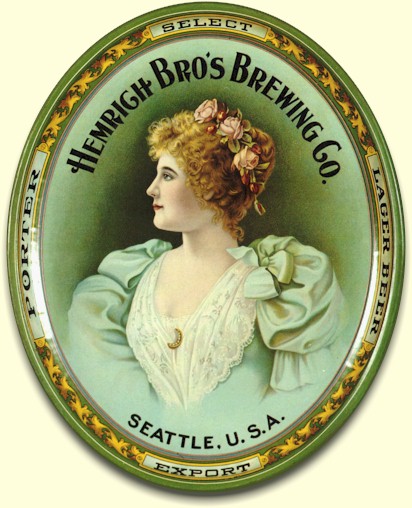 Hemrich Bro's Brewing Co. oval beer tray - image