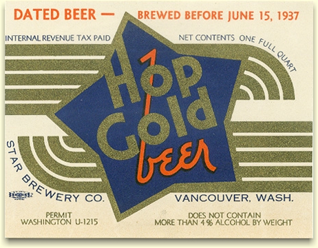 Hop Gold Beer label June 1937 - image