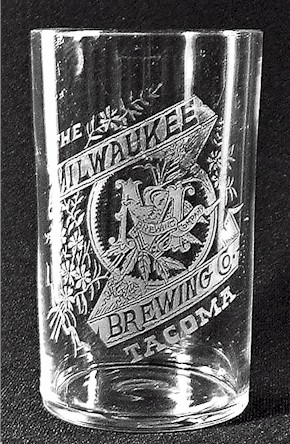 etched glass from Tacoma's Milwaukee Brewery