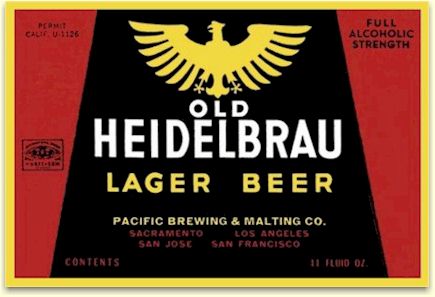 Old Heidelbrau Beer label PB&MCo. San Jose