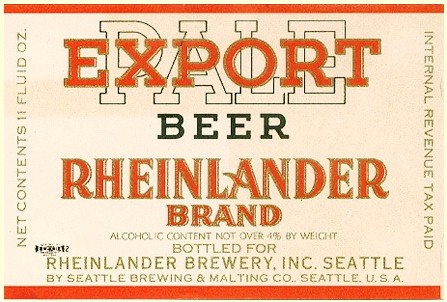 Rheinlander Beer label c.1938 - image