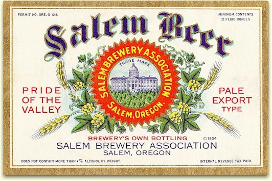 Salem Beer U-Permit label c.1934