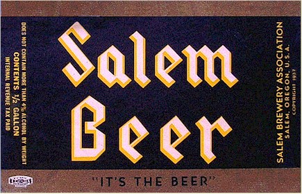 Salem Beer label ca.1937