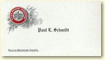 Calling card of Paul L. Schmidt, Salem Brg. Ass'n. - image