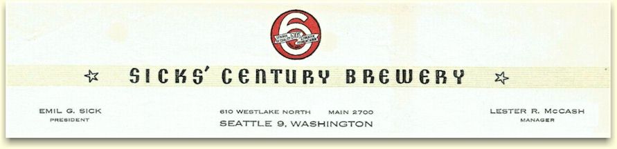 Sicks' Century Brewery letterhead c.1947