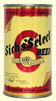 Sicks' Select Beer can from Salem