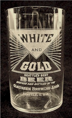 Claussen's White & Gold Beer glass, c.1912 - image