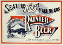 early Rainier Beer label Rapp & Son SF